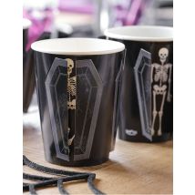 8 papierowych kubków trumna szkielet Halloween 250 ml