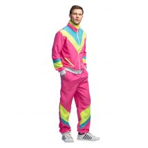 Kostium do biegania dla mężczyzn w neonowym różu w stylu retro