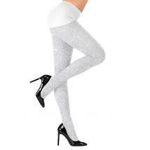 Błyszczące białe rajstopy dla dorosłych