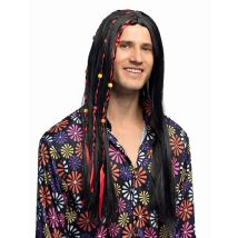 Perruque hippie noire pour Homme - Couleur Noir