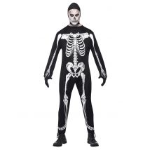 Déguisement squelette pour Homme avec cagoule Halloween - Couleur Noir - Taille M