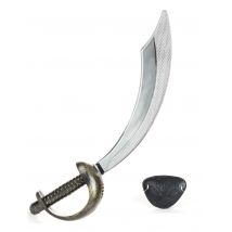 Sabre et cache œil de pirate en plastique - Couleur Argent