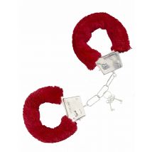 Menottes en fourrure rouge pour Adulte - Couleur Rouge