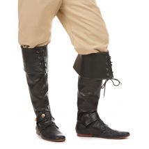 Sur-bottes noire simili cuir lacets et lanière cloutée pour Adulte
