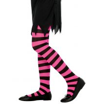 Collants rayés roses et noirs pour Enfant - Taille 4-5 ans