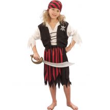 Déguisement pirate corsaire noir et rouge pour Fille - Couleur Rouge - Taille L 10-12 ans (130-140 cm)