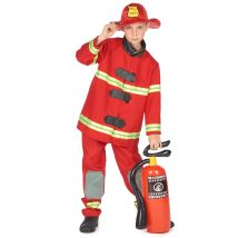 Déguisement pompier rouge pour Enfant - Couleur Rouge - Taille L 10-12 ans (130-140 cm)