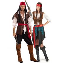 Déguisement de couple pirate à rayures