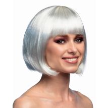 Perruque courte à frange blanche pour Femme