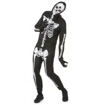 Déguisement noir squelette pour Homme Halloween - Taille S