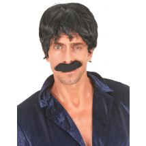 Perruque noire de chanteur disco pour Homme