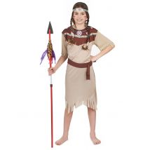 Déguisement indienne beige à franges pour Fille - Couleur Marron - Taille XL 13-14 ans (140-152 cm)
