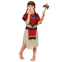 Déguisement indienne rouge et beige pour Fille - Couleur Marron - Taille XL 13-14 ans (140-152 cm)