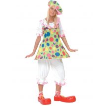 Déguisement clown à pois colorés pour Femme - Couleur Multicolore - Taille Taille Unique (40)