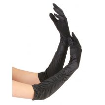 Gants mi-longs noirs froncés pour Femme