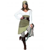 Déguisement pirate vert et blanc pour Femme - Taille L