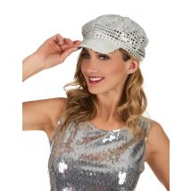 Casquette disco à sequins argent pour Adulte - Couleur Argent