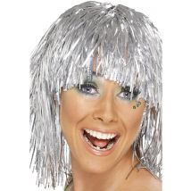 Perruque disco métallique argent pour Adulte