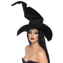 Chapeau sorcière noir velours pour Femme Halloween