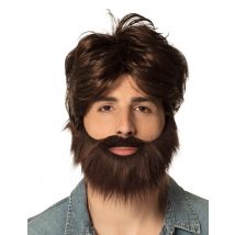 Perruque Dude avec barbe et moustache pour Adulte