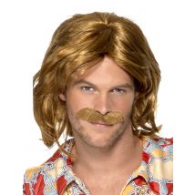 Perruque et moustache rétro pour Homme