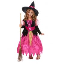 Déguisement sorcière pour Fille Halloween - Couleur Rose - Taille M 7-9 ans (120-130 cm)