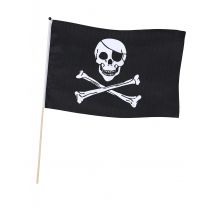 Drapeau de pirate sur tige 45 x 30 cm - Couleur Noir