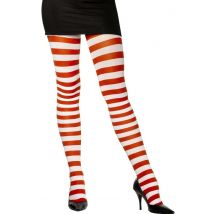 Collants rayés rouge et blanc pour Femme