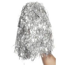 2 Pompons argent métallique