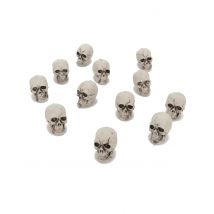 12 Petites têtes de mort plastique - Couleur Argent