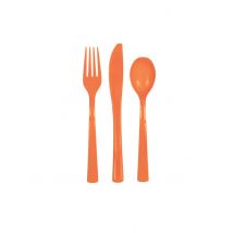 18 Couverts en plastique orange - Couleur Orange