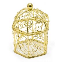 Mini cage à oiseaux en métal doré 5,5 x 4,5 cm - Couleur Or