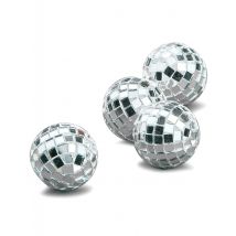 4 Mini boules à facettes argentées 3,5 cm - Couleur Argent