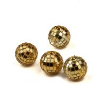 4 Mini boules à facettes dorées 3,5 cm - Couleur Or