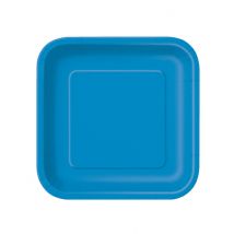 14 Grandes assiettes en carton bleues 22.2 cm - Couleur Bleu