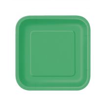 14 Grandes assiettes en carton vert émeraude 23 cm - Couleur Vert