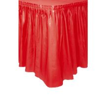 Jupe de table rouge en plastique - Couleur Rouge