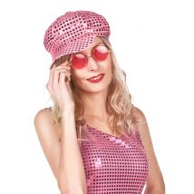 Casquette disco à sequins rose pour Adulte