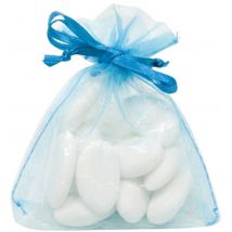 10 Sachets organza turquoise 10 x 8 cm - Couleur Bleu