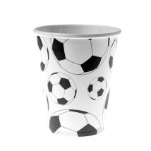 10 Gobelets en cartons ballon football 200 ml - Couleur Blanc