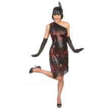 Déguisement charleston pour Femme noir et rouge - Taille S