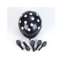 6 Ballons en latex noirs à pois blanc 30 cm - Couleur Noir