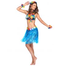 Jupe hawaïenne courte bleue pour Adulte - Couleur Bleu