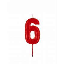 Bougie chiffre 6 rouge - Couleur Rouge