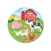 8 Assiettes en carton Petite Ferme 23 cm - Couleur Multicolore
