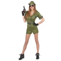 Déguisement militaire kaki pour Femme - Couleur Multicolore - Taille Taille Unique (40)