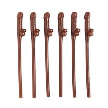 6 Pailles coquines marrons - Couleur Marron