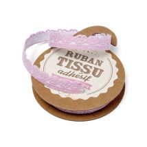 Ruban tissu adhésif dentelle rose 10 mm x 2 m - Couleur Rose