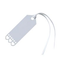 10 Etiquettes blanches coeur avec ruban satin 7 x 2 cm - Couleur Blanc