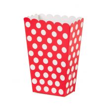 8 boîtes pop corn rouge à pois blanc - Couleur Rouge